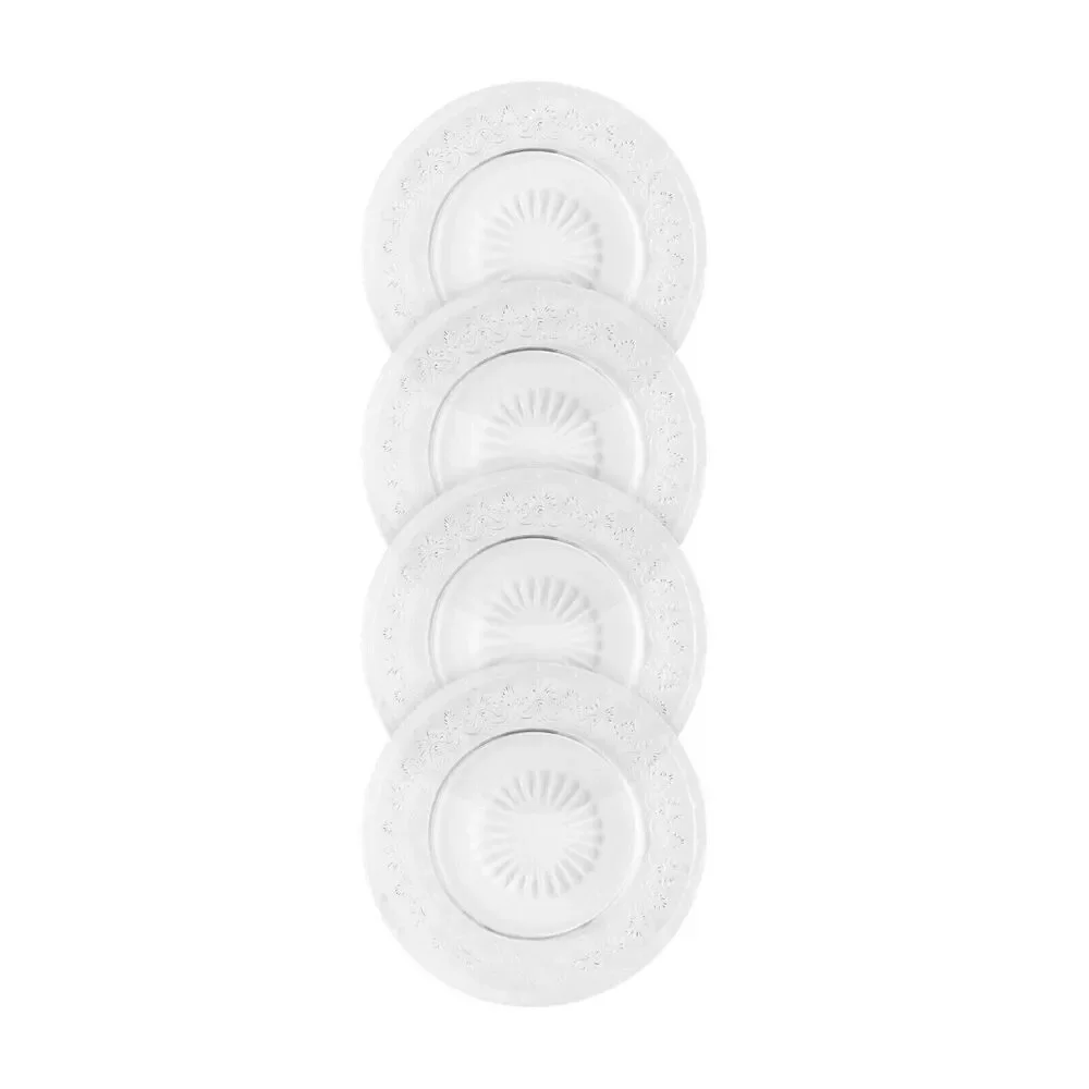 Pioneer Woman Cassie Clear Embossed Appetizer Plates Salad Dessert Set of 4